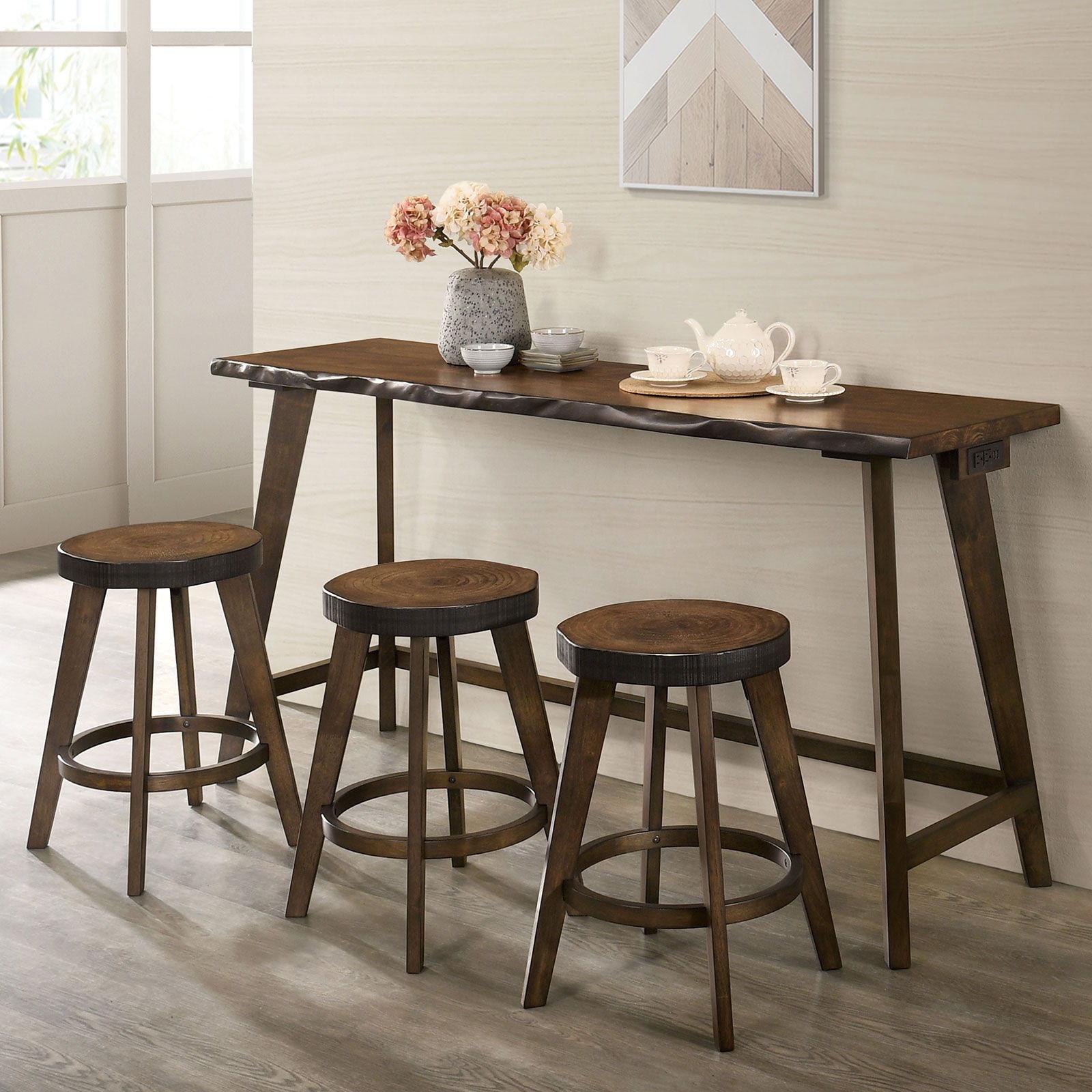 Furniture of America - Missoula - 4 Piece Counter Height Table Set - Walnut - 5th Avenue Furniture