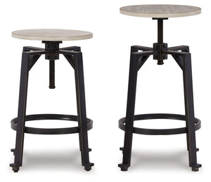 Signature Design by Ashley® - Karisslyn - Whitewash / Black - Swivel Stool (Set of 2) - 5th Avenue Furniture