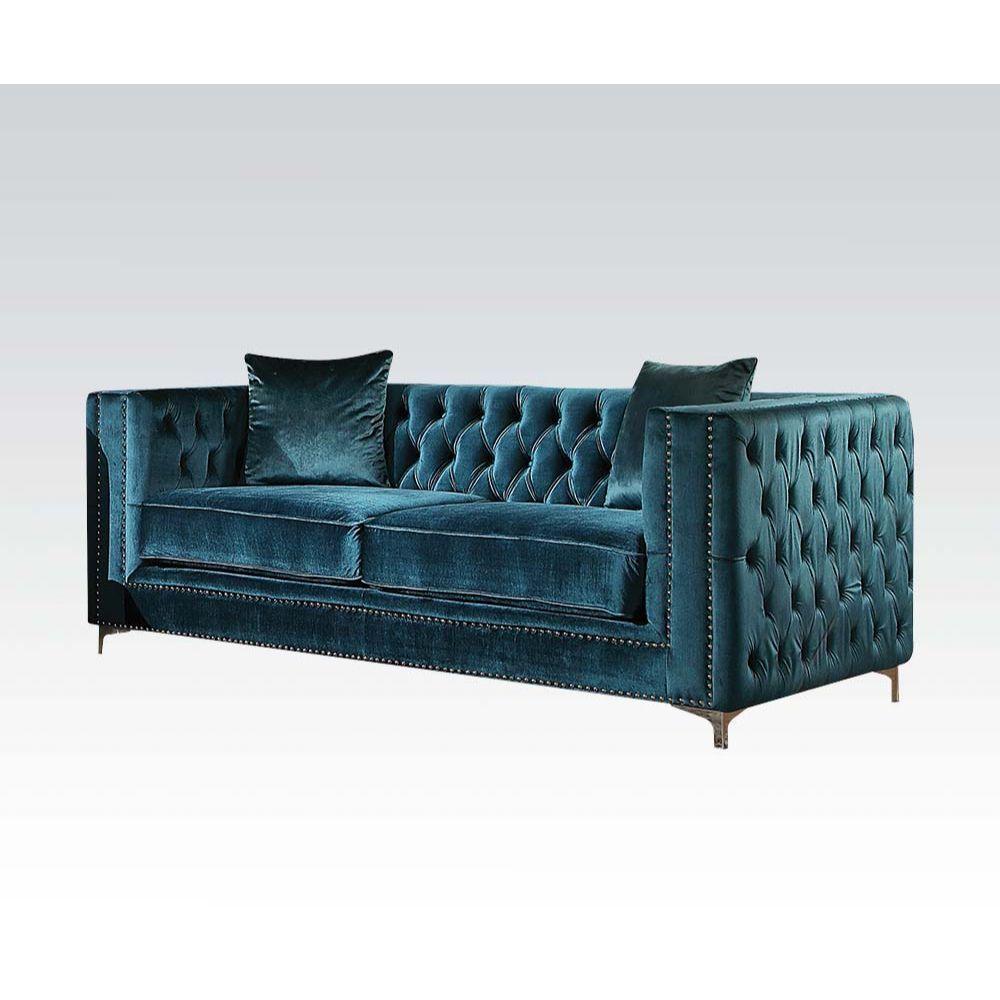 ACME - Gillian - Loveseat - Dark Teal Velvet - 5th Avenue Furniture