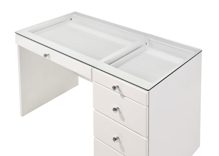 Crown Mark - Morgan - Vanity Desk With Glass Top - 5th Avenue Furniture