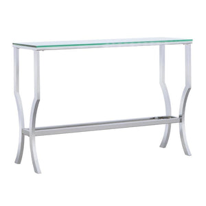CoasterEssence - Saide - Rectangular Sofa Table With Mirrored Shelf - Chrome - 5th Avenue Furniture