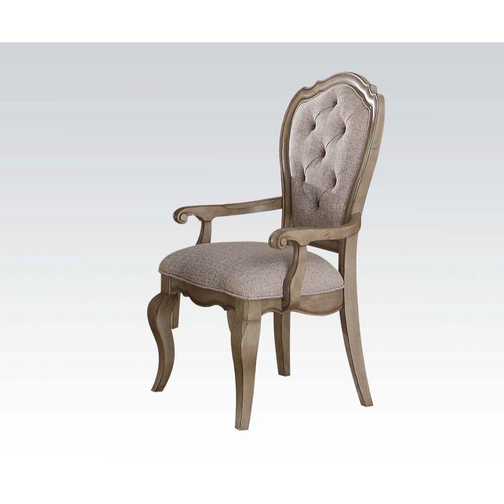 ACME - Chelmsford - Chair (Set of 2) - Beige Fabric & Antique Taupe - 5th Avenue Furniture