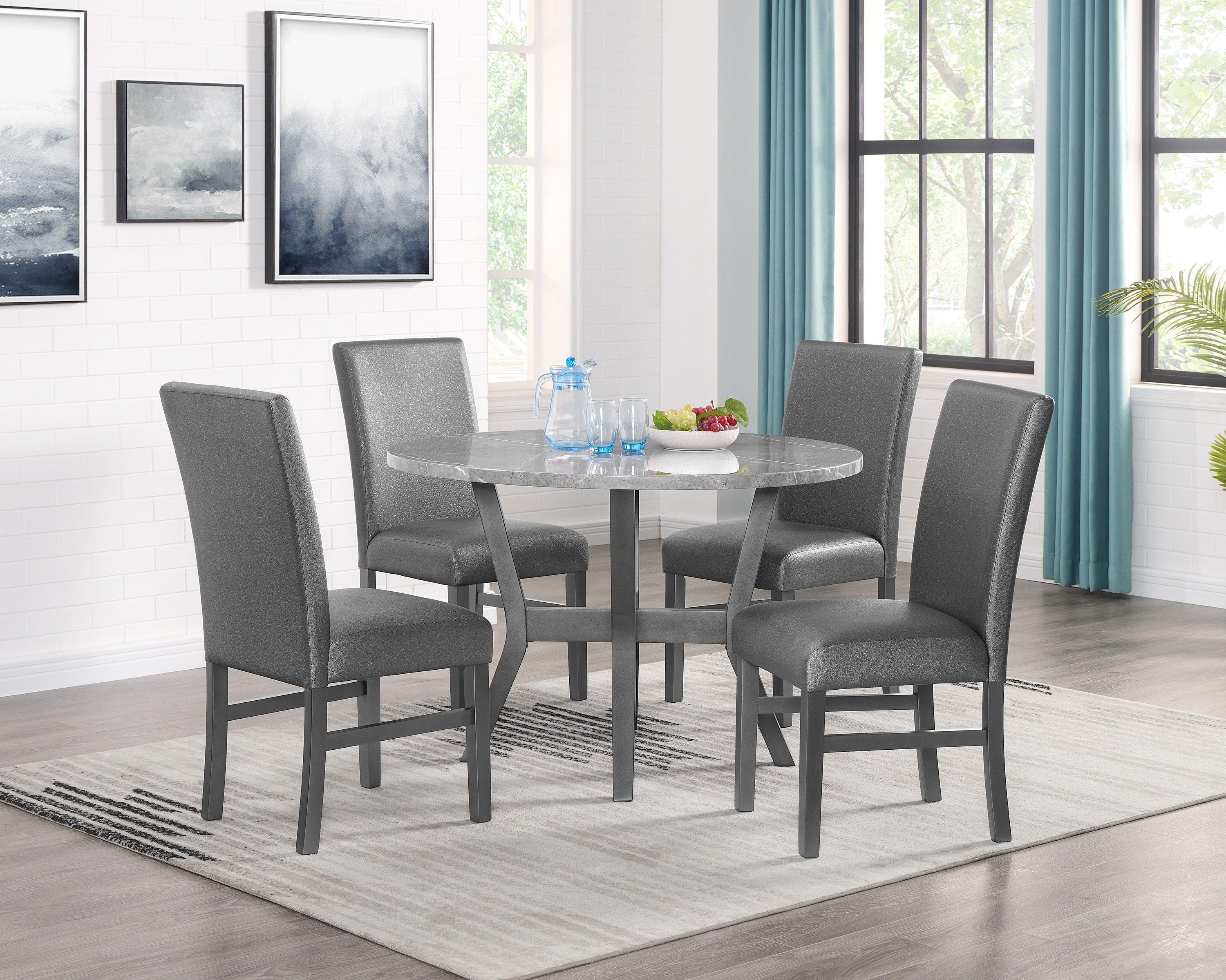 Crown Mark - Judson - 5 Piece Dining Set - Glitter Grey - 5th Avenue Furniture