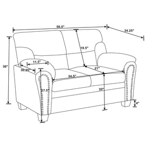 CoasterEveryday - Clemintine - Upholstered Loveseat with Nailhead Trim - 5th Avenue Furniture