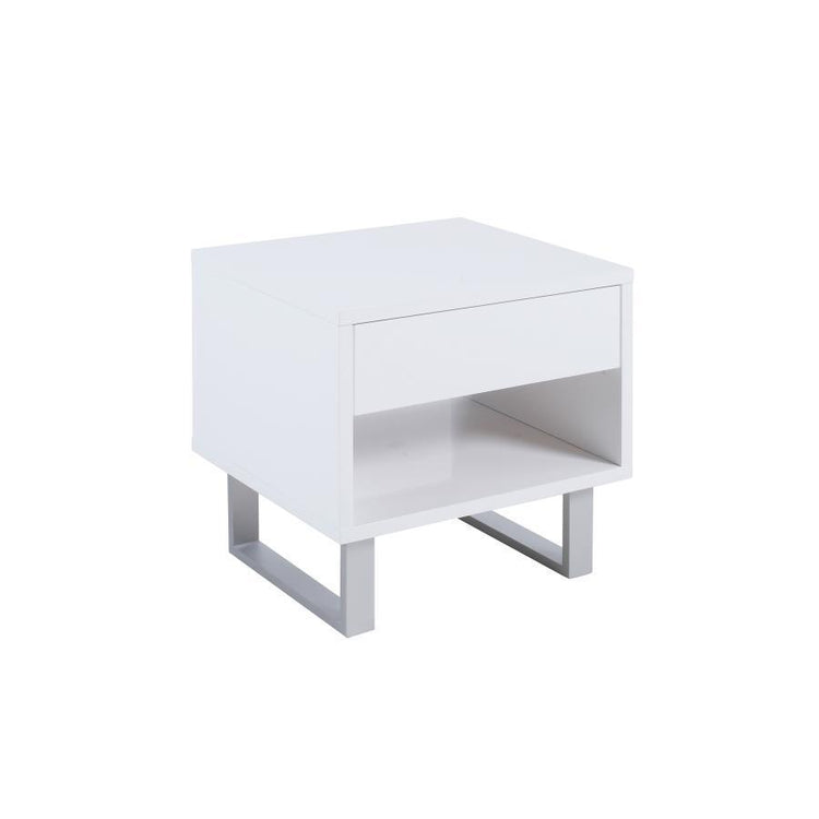 CoasterEssence - Atchison - 1-Drawer End Table - High Glossy White - 5th Avenue Furniture