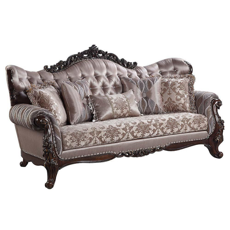 ACME - Benbek - Sofa - Fabric & Antique Oak Finish - 5th Avenue Furniture