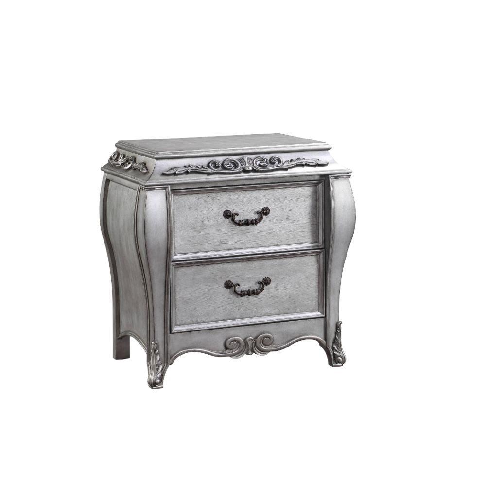 ACME - Leonora - Nightstand - Vintage Platinum - 5th Avenue Furniture