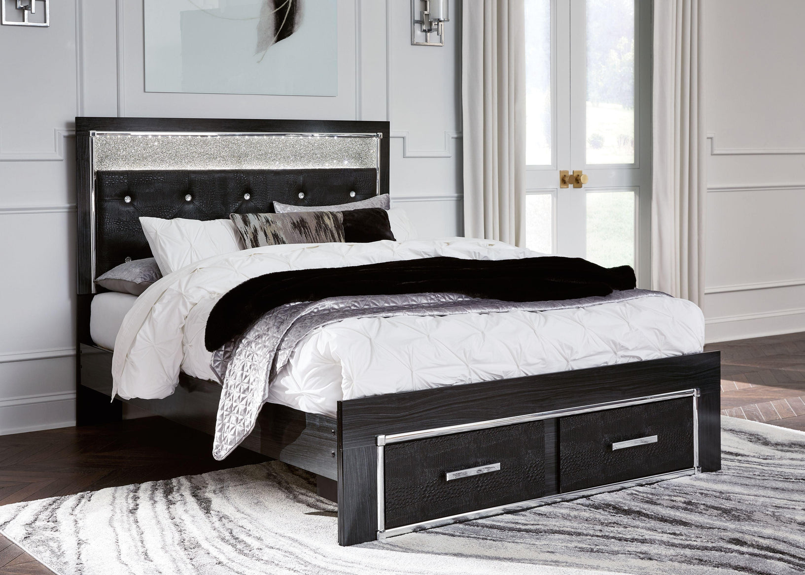 Signature Design by Ashley® - Kaydell - Upholstered Panel Storage Platform Bed - 5th Avenue Furniture