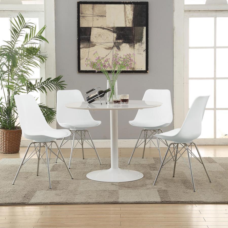 Coaster Fine Furniture - Lowry - Round Dining Set Tulip Table With Eiffel Chairs - 5th Avenue Furniture