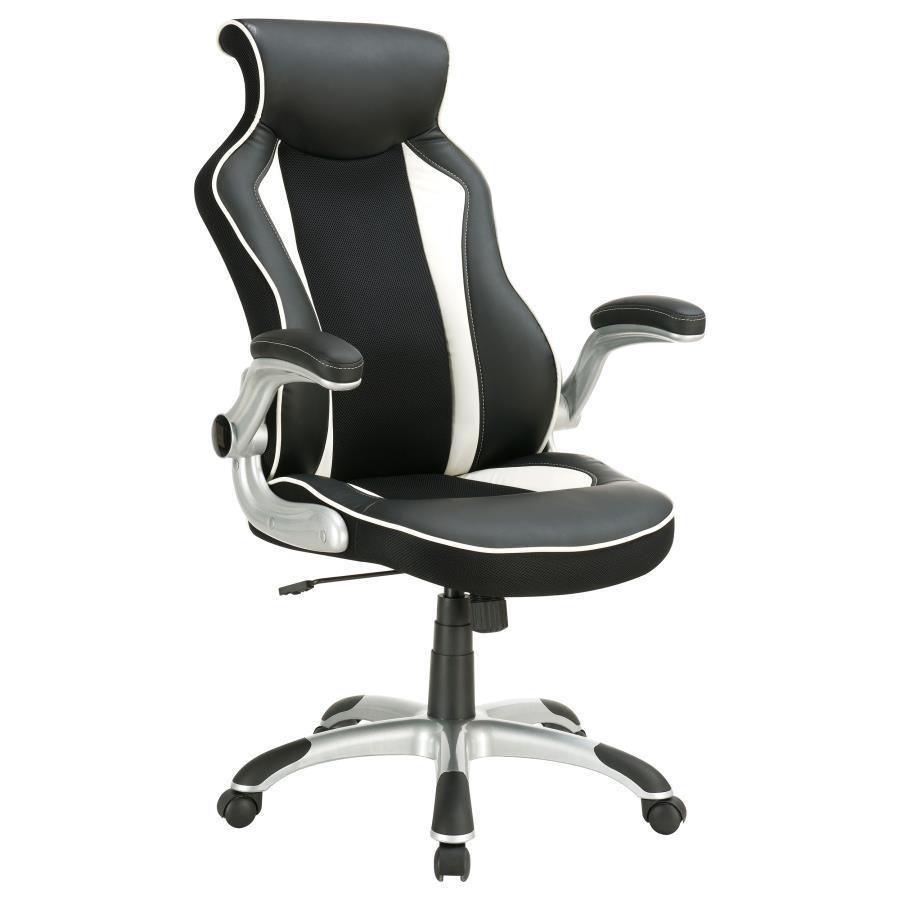 CoasterEssence - Dustin - Adjustable Height Office Chair - Black And Silver - 5th Avenue Furniture