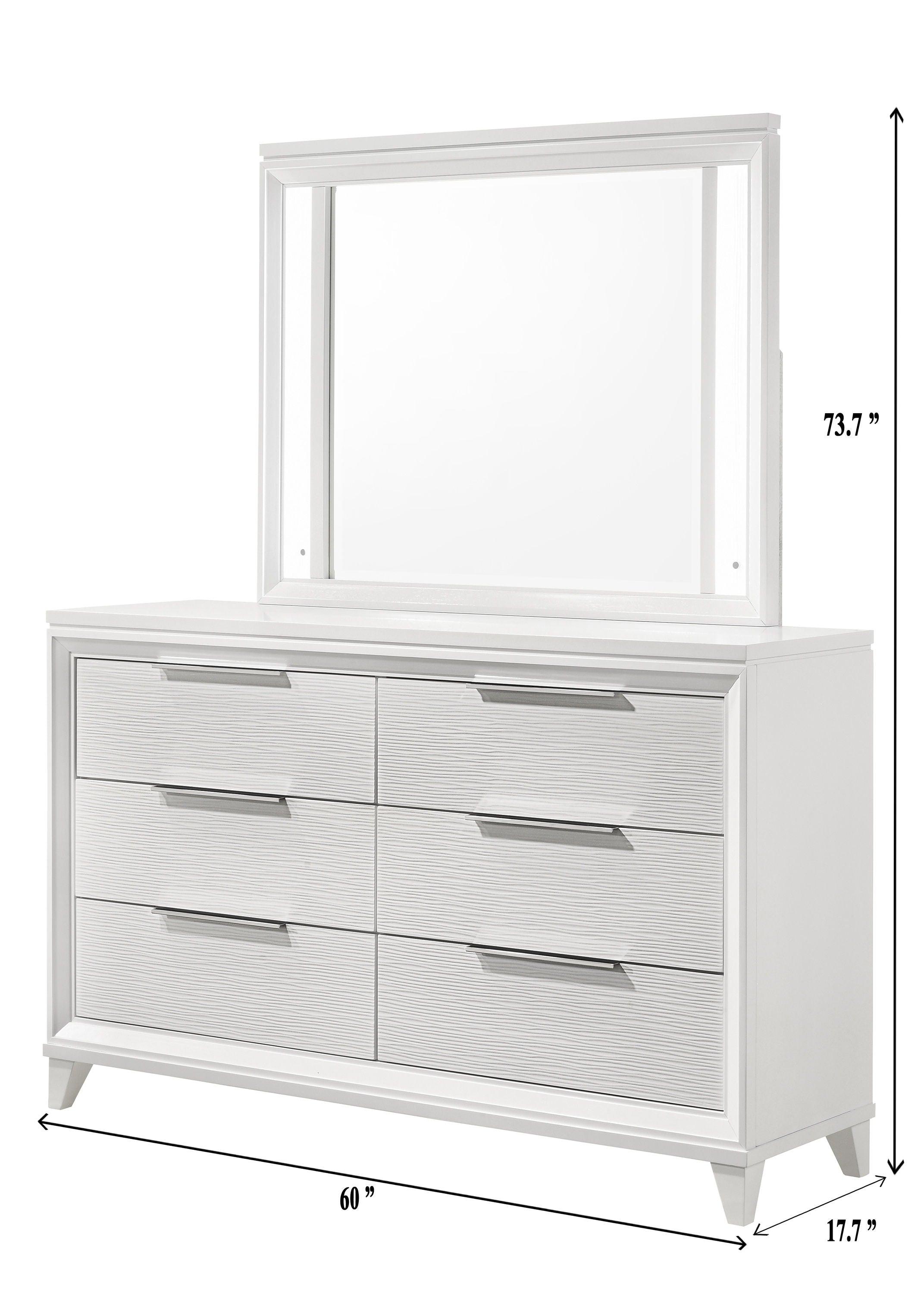 Crown Mark - Cressida - Dresser And Mirror - White - 5th Avenue Furniture