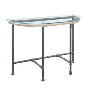 ACME - Brantley - Side Table - Clear Glass & Sandy Gray Finish - 5th Avenue Furniture