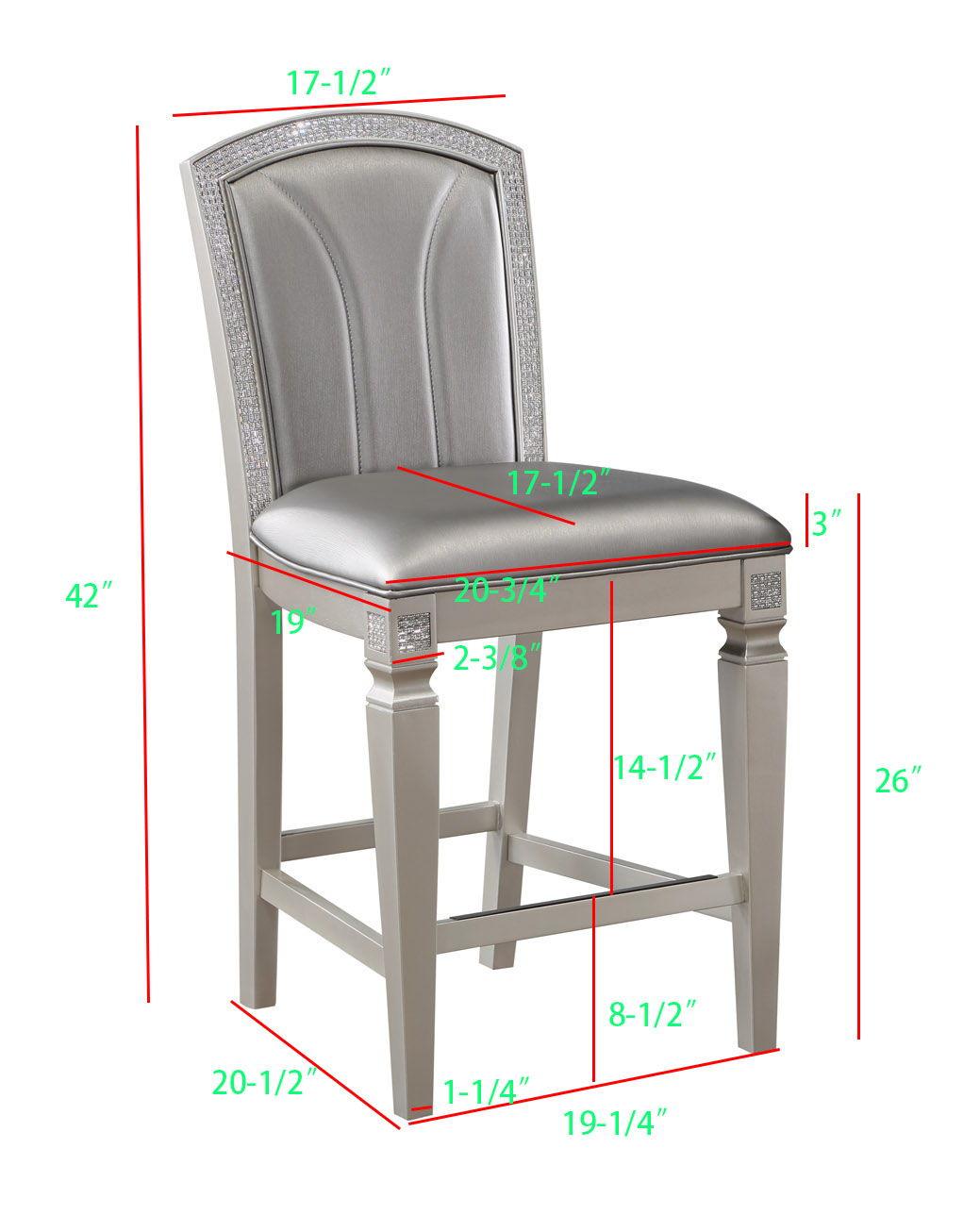 Crown Mark - Klina - Counter Height Chair (Set of 2) - Pearl Silver - 5th Avenue Furniture