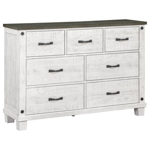 Coaster Fine Furniture - Lilith - 7-Drawer Dresser Distressed - Distressed Gray And White - 5th Avenue Furniture