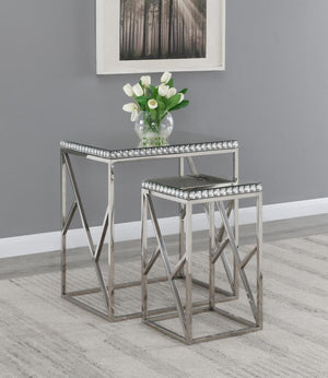 CoasterElevations - Betsy - 2 Piece Mirror Top Nesting Tables - Silver - 5th Avenue Furniture