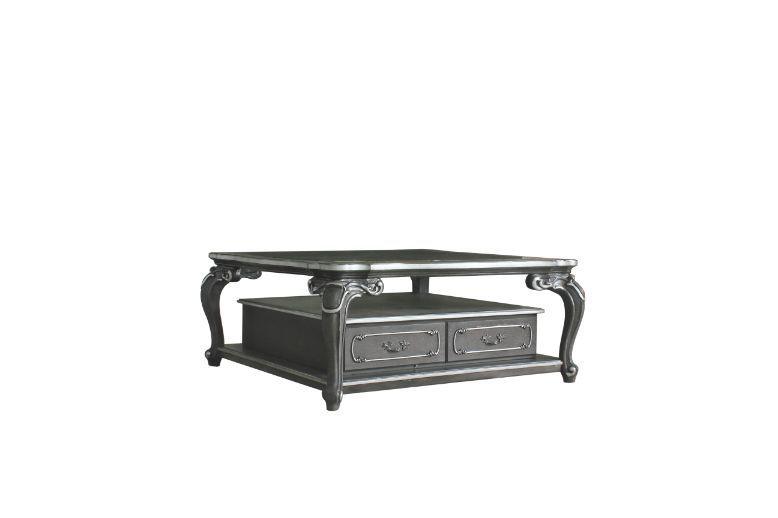 ACME - House - Delphine - Coffee Table - Clear Glass & Charcoal Finish - 5th Avenue Furniture