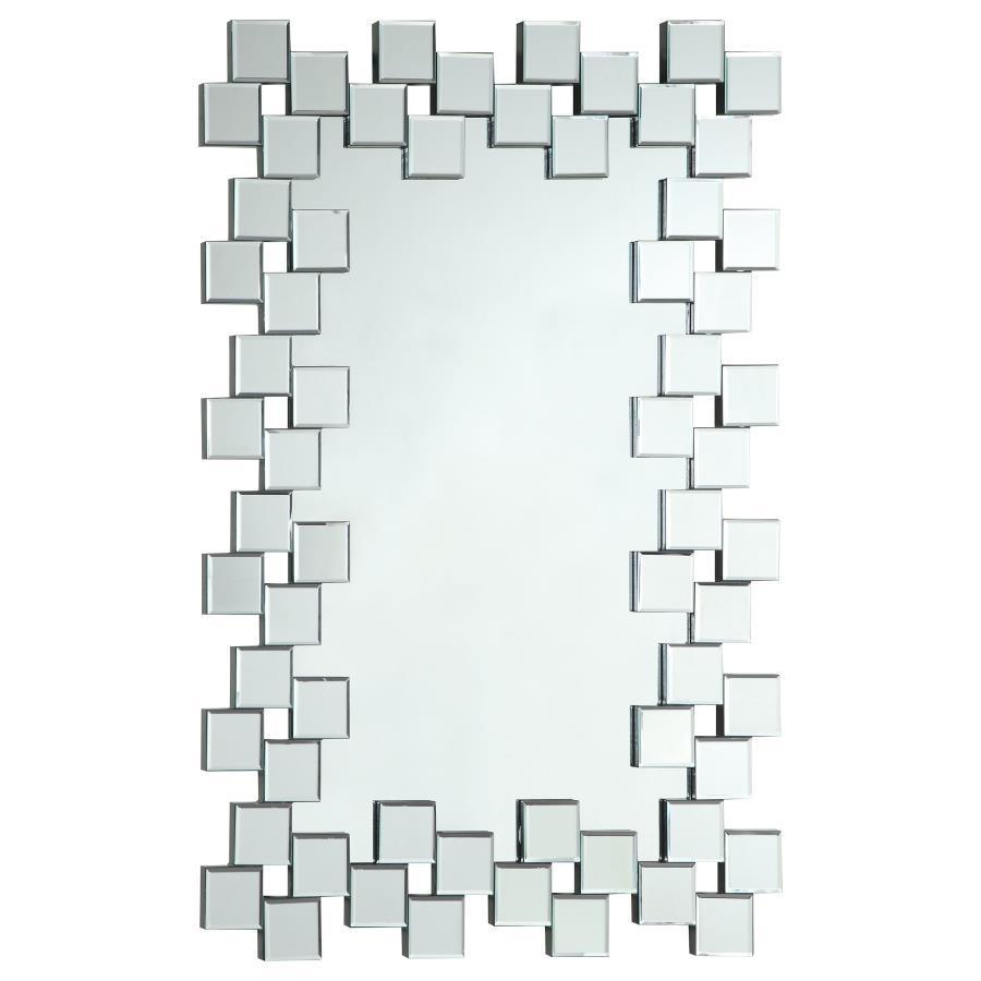 CoasterEssence - Pamela - Frameless Wall Mirror With Staggered Tiles - Silver - 5th Avenue Furniture
