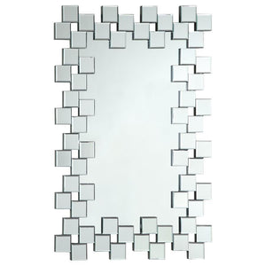CoasterEssence - Pamela - Frameless Wall Mirror With Staggered Tiles - Silver - 5th Avenue Furniture