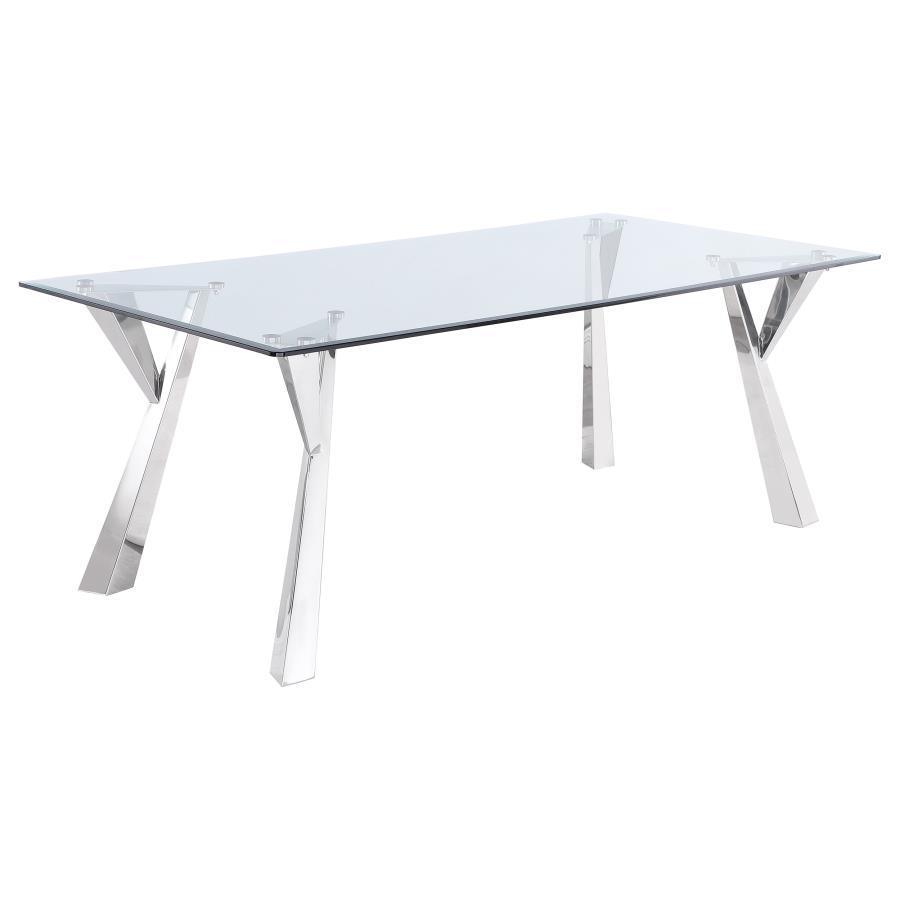 Coaster Fine Furniture - Alaia - Rectangular Glass Top Dining Table - Clear And Chrome - 5th Avenue Furniture