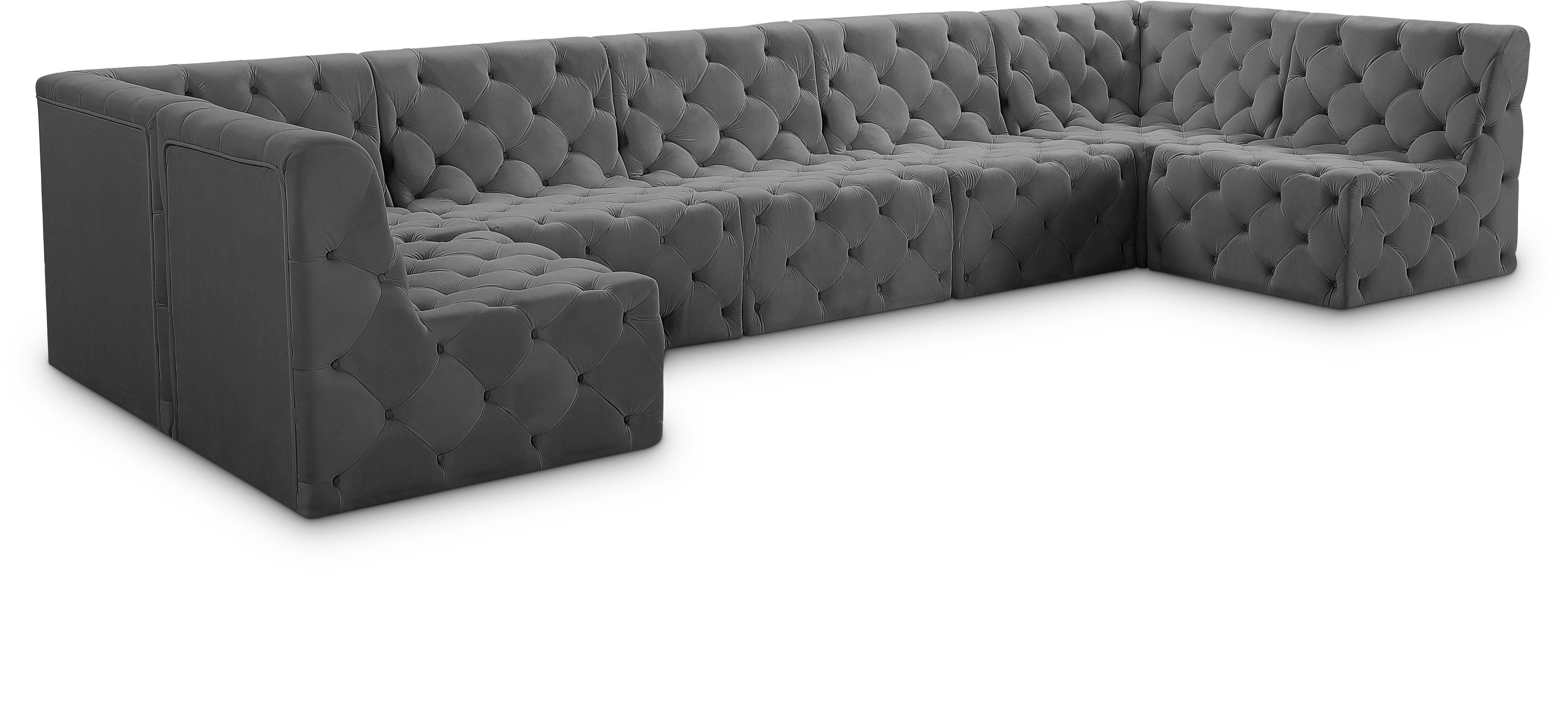 Meridian Furniture - Tuft - Modular Sectional 7 Piece - Gray - Fabric - 5th Avenue Furniture