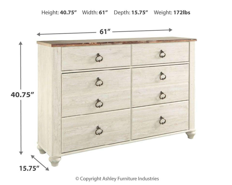 Ashley Furniture - Willowton - Dresser, Mirror - 5th Avenue Furniture