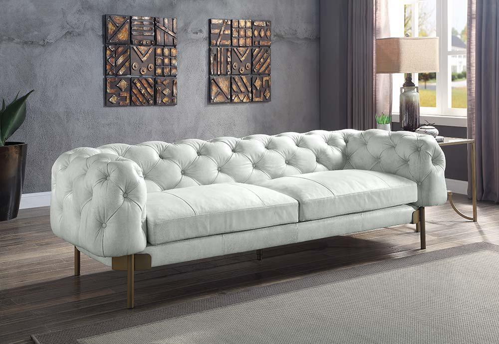 ACME - Ragle - Sofa - Vintage White Top Grain Leather - 5th Avenue Furniture