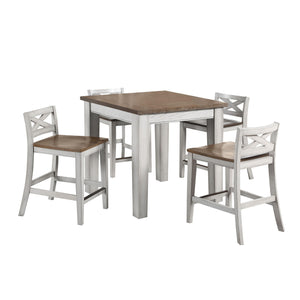 Steve Silver Furniture - Lindale - 5 Piece Counter Dining Set - White - 5th Avenue Furniture