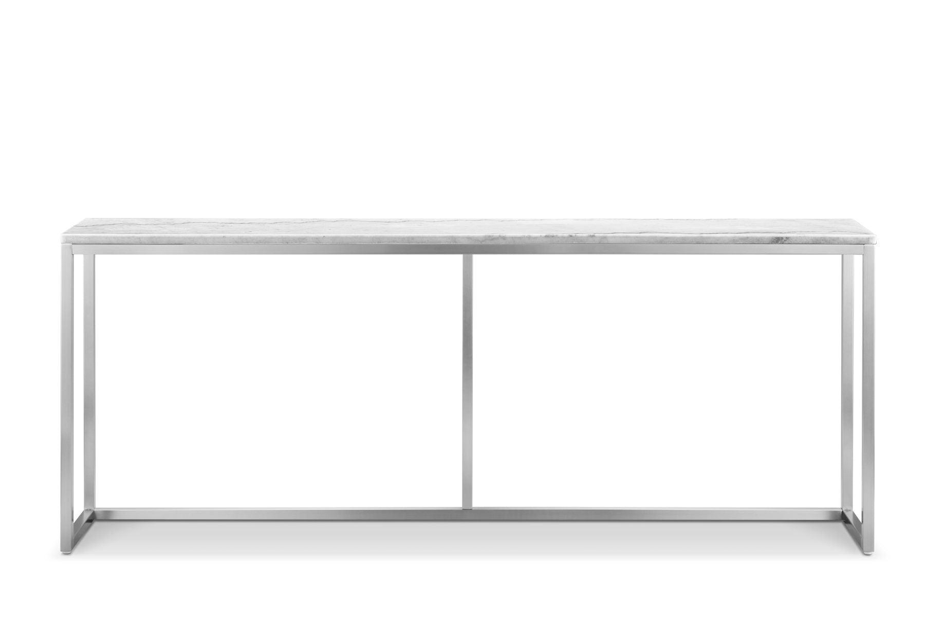 Magnussen Furniture - Esme - Rectangular Sofa Table - White Marble And Brushed Nickel - 5th Avenue Furniture