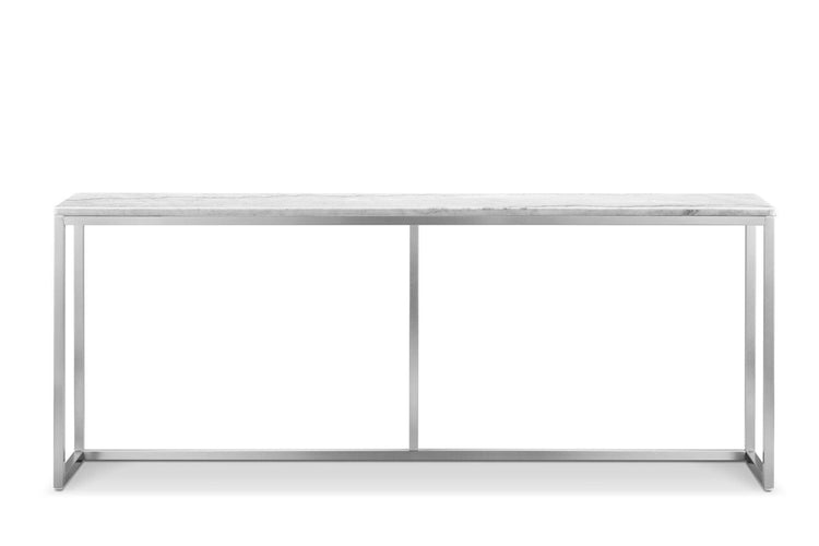 Magnussen Furniture - Esme - Rectangular Sofa Table - White Marble And Brushed Nickel - 5th Avenue Furniture