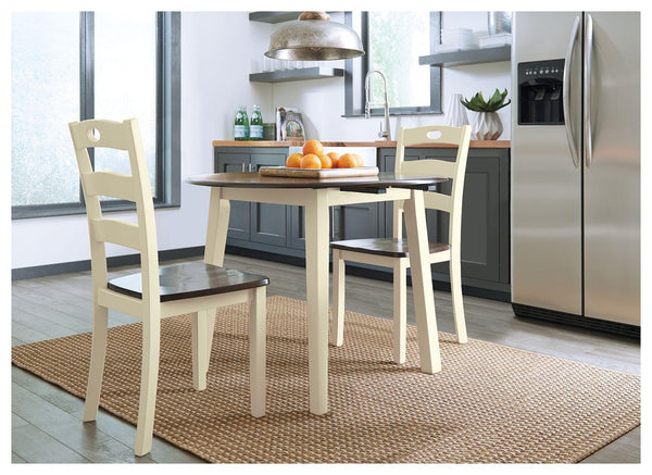 Signature Design by Ashley® - Woodanville - Cream / Brown - Round Drm Drop Leaf Table - 5th Avenue Furniture