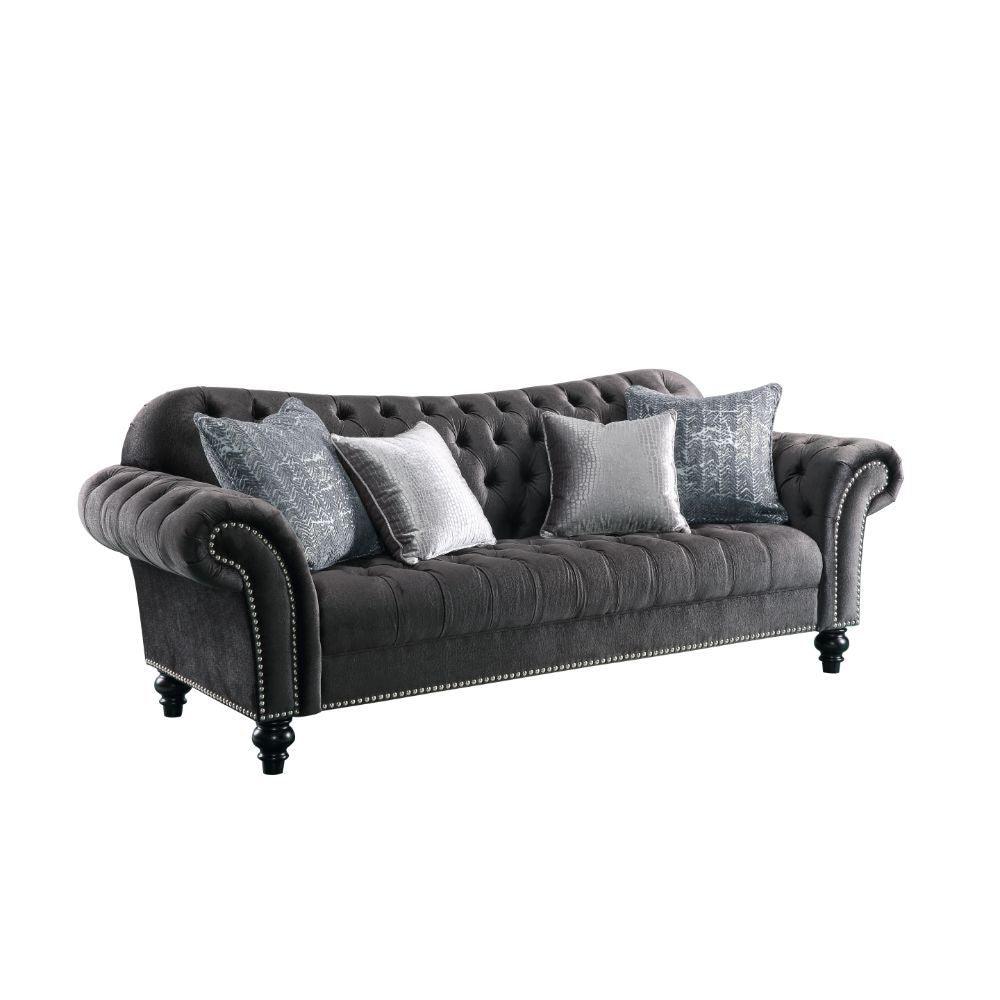 ACME - Gaura - Sofa - Dark Gray Velvet - 5th Avenue Furniture