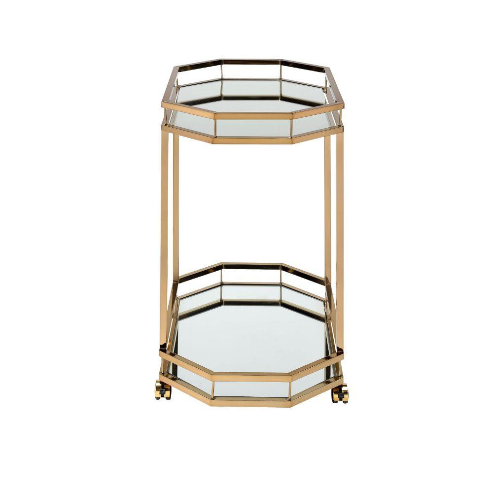 ACME - Lacole - Serving Cart - Champagne & Mirror - 5th Avenue Furniture