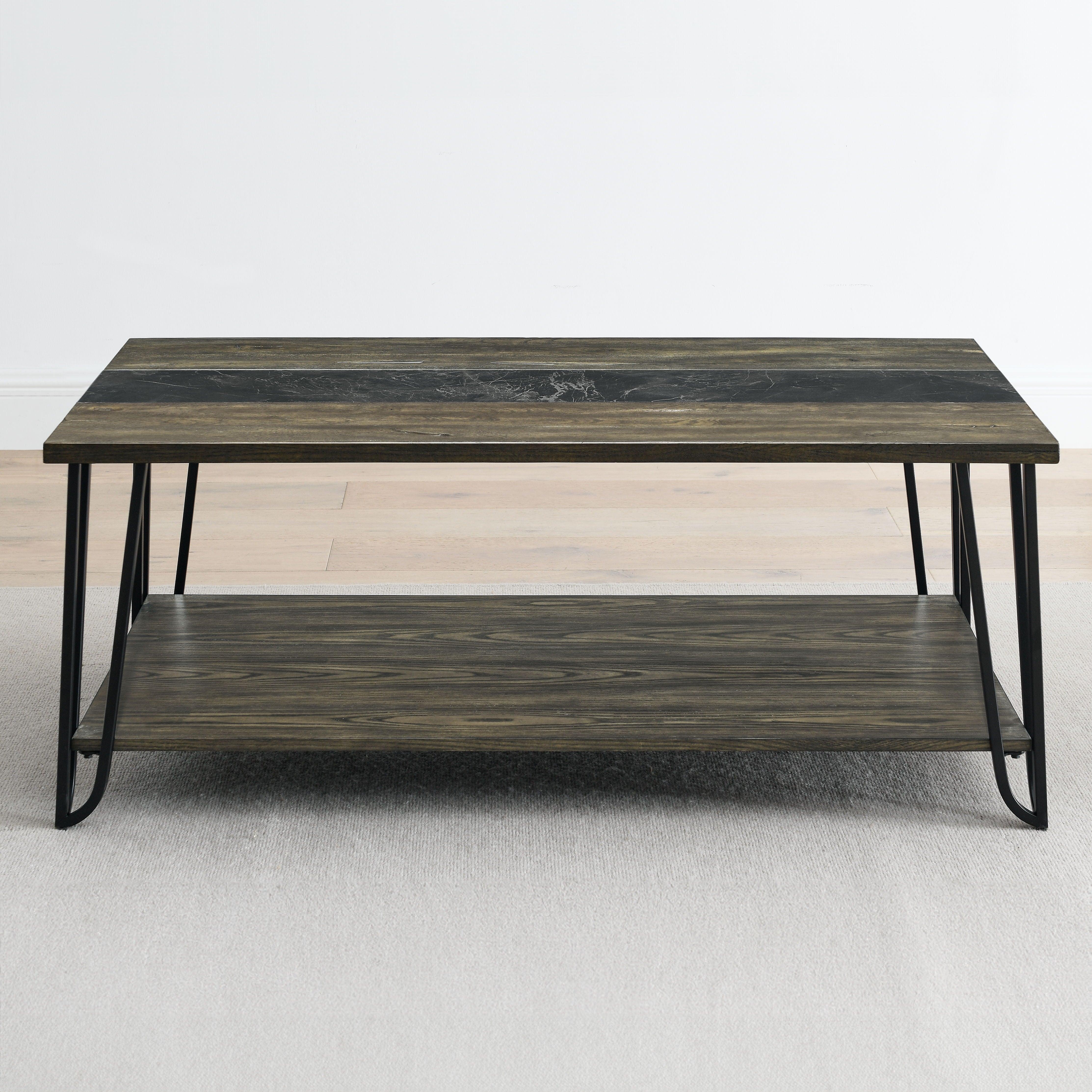 Steve Silver Furniture - Harper - Cocktail Table With Sintered Stone Inlay - Brown - 5th Avenue Furniture