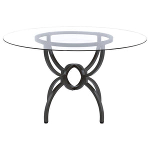 Coaster Fine Furniture - Aviano - 48" Round Glass Top Dining Table - Clear And Gunmetal - 5th Avenue Furniture