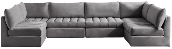 Meridian Furniture - Jacob - Modular Sectional 6 Piece - Grey - 5th Avenue Furniture