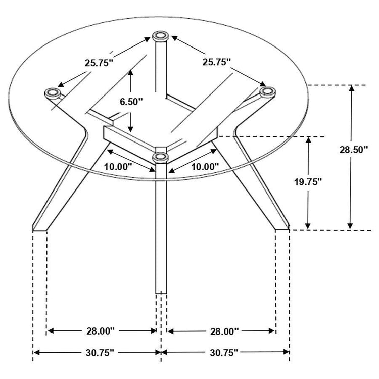 Coaster Fine Furniture - Paxton - Round Glass Top 5 Piece Dining Set - Nutmeg - 5th Avenue Furniture