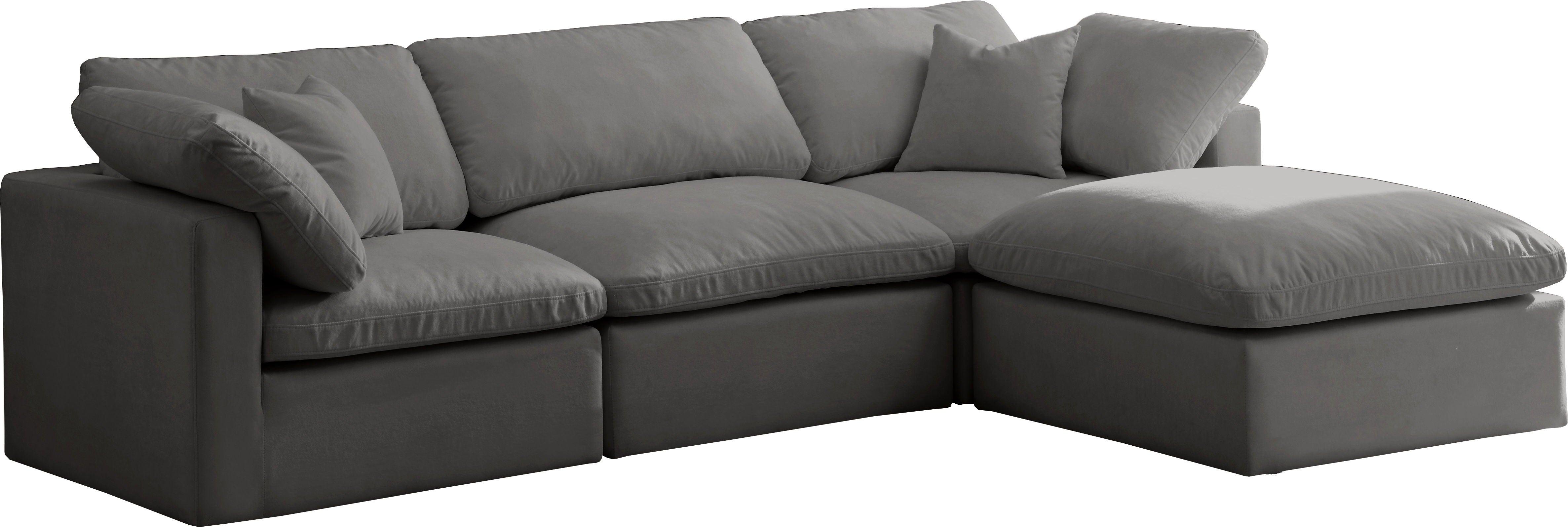 Meridian Furniture - Plush - Velvet Standart Comfort Modular Sectional - Grey - Modern & Contemporary - 5th Avenue Furniture