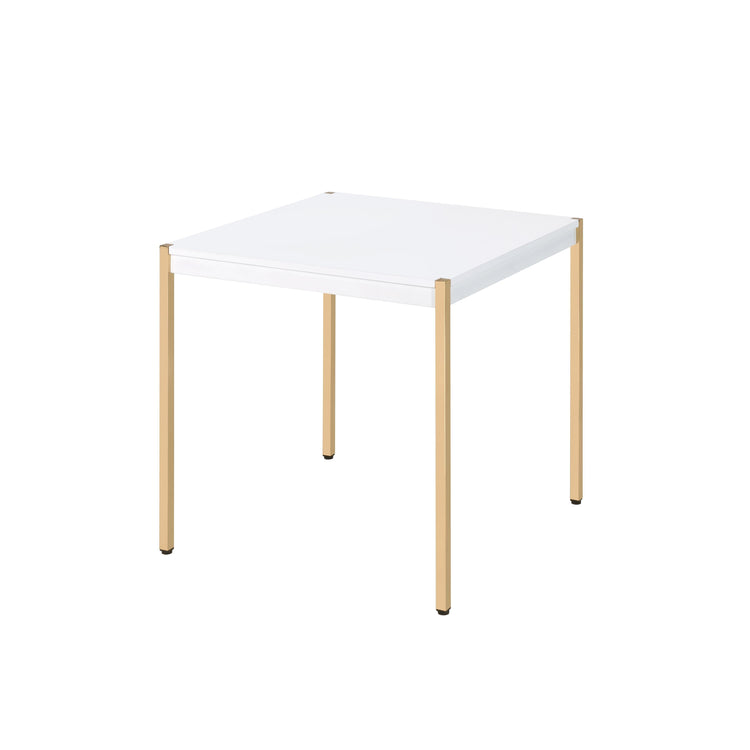 ACME - Otrac - End Table - White & Gold Finish - 5th Avenue Furniture