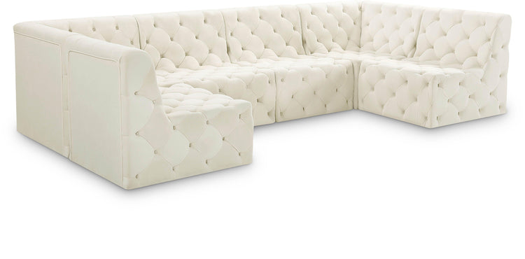 Meridian Furniture - Tuft - Modular Sectional 6 Piece - Cream - Modern & Contemporary - 5th Avenue Furniture