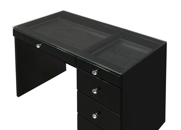 Crown Mark - Morgan - Vanity Desk With Glass Top - 5th Avenue Furniture