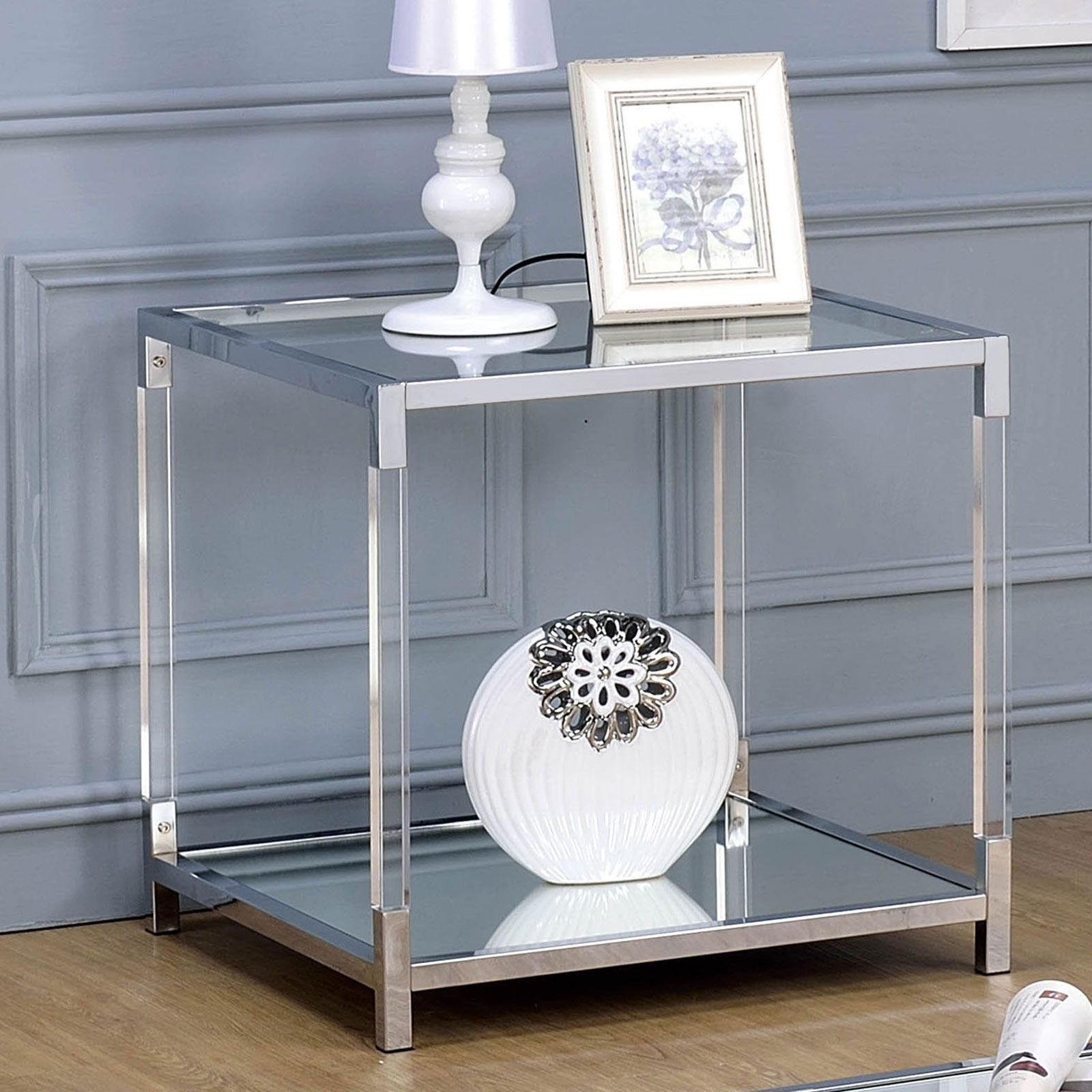 Furniture of America - Ludvig - End Table - Chrome / Clear - 5th Avenue Furniture