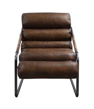 ACME - Dolgren - Accent Chair - Sahara Top Grain Leather & Matt Iron Finish - 5th Avenue Furniture