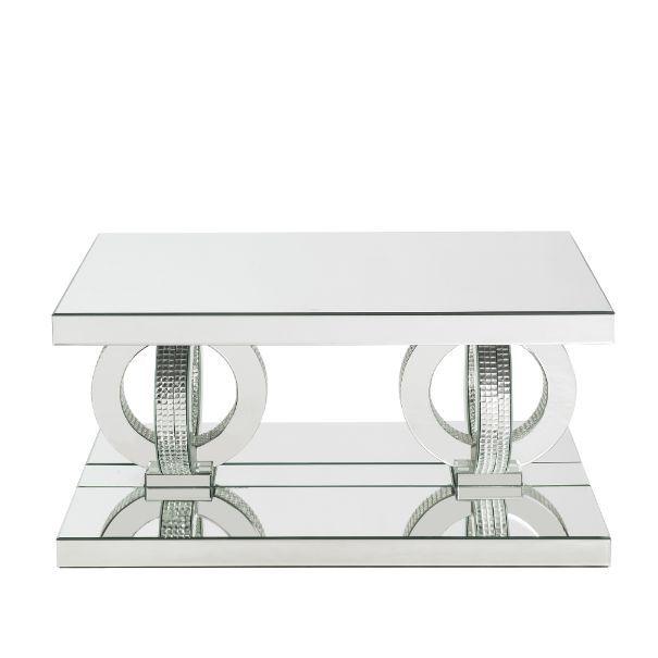 ACME - Ornat - Coffee Table - Mirrored & Faux Diamonds - 5th Avenue Furniture