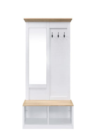 ACME - Melati - Hall Tree - Light Oak & White Finish - 5th Avenue Furniture