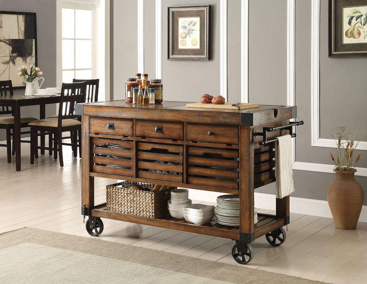 ACME - Kaif - Kitchen Cart - Distressed Chestnut - 5th Avenue Furniture