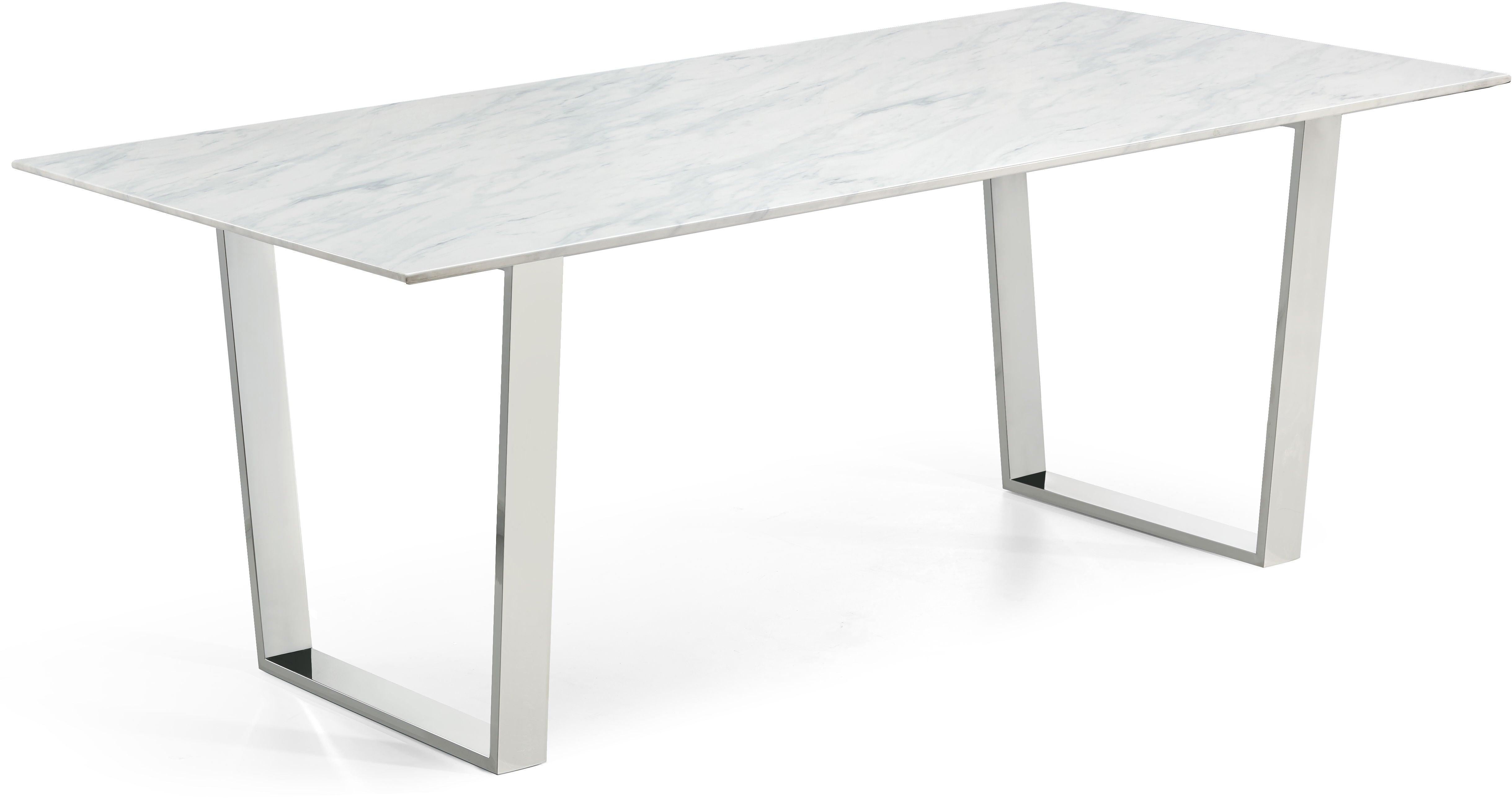 Meridian Furniture - Carlton - Dining Table - Pearl Silver - Steel - 5th Avenue Furniture