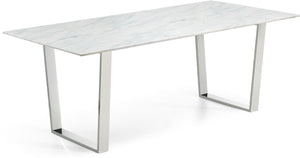 Meridian Furniture - Carlton - Dining Table - Pearl Silver - Steel - 5th Avenue Furniture