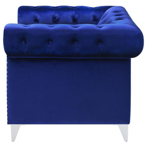 CoasterEssence - Bleker - Tufted Tuxedo Arm Chair - Blue - 5th Avenue Furniture