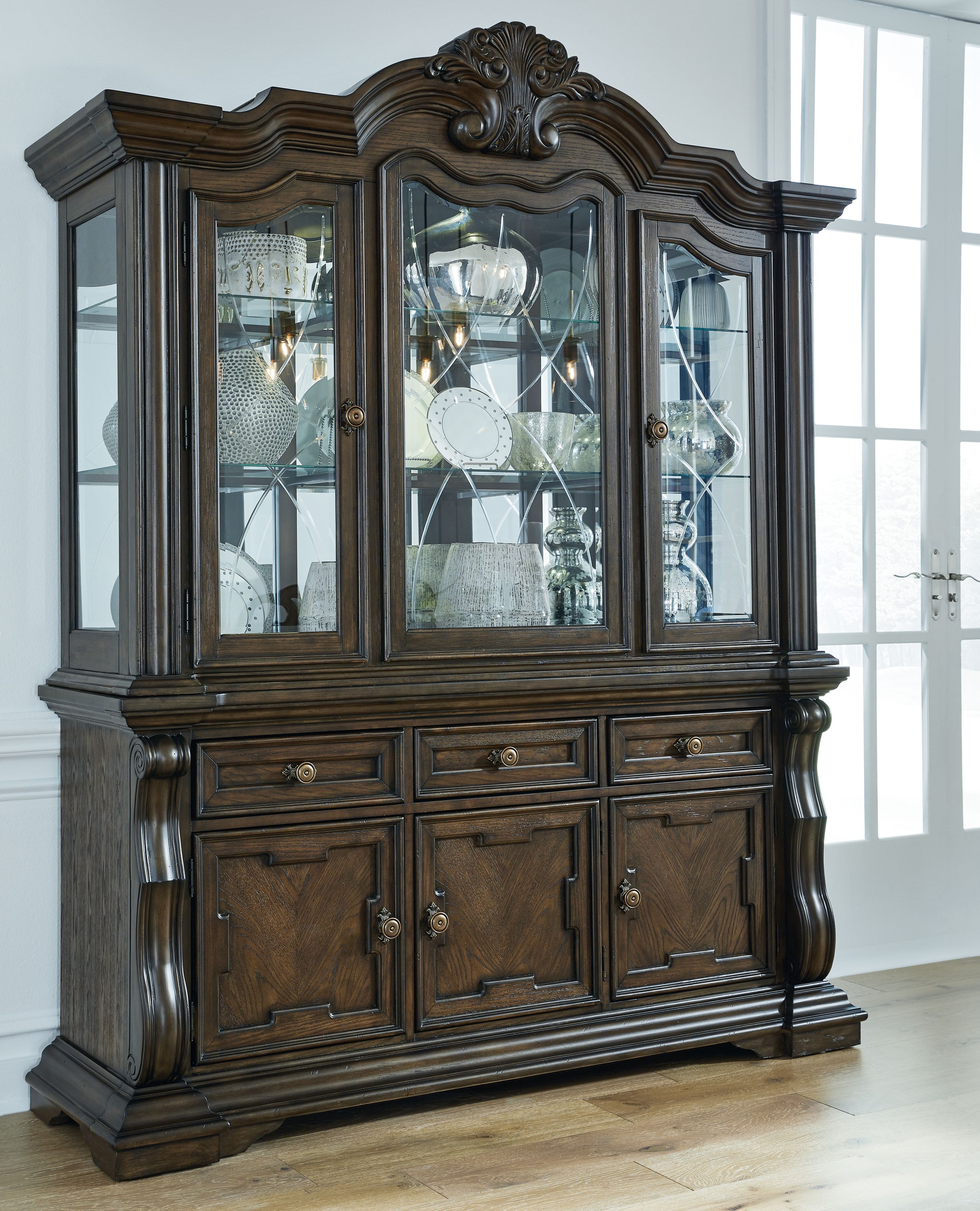 Maylee - Dark Brown - Dining Buffet And Hutch - 5th Avenue Furniture
