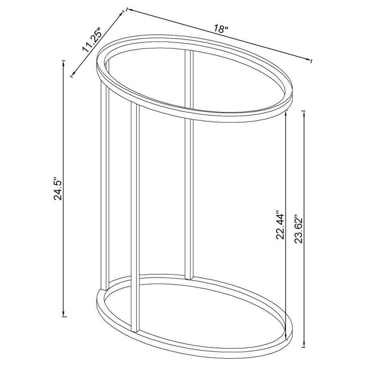 CoasterEveryday - Kyle - Oval Snack Table - Chrome And Clear - 5th Avenue Furniture